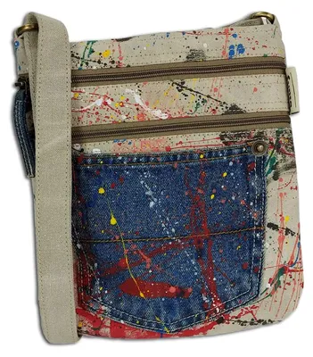 Produktbild von Sunsa Damen vegane Umhängetasche. Nachhaltig Crossover Tasche aus Leinwand & recycelte Jeans.