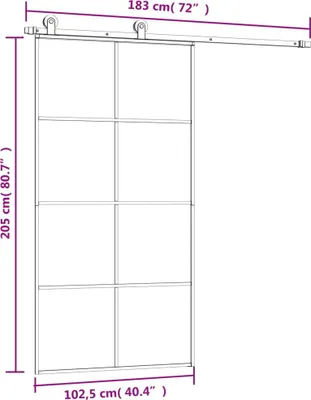 Obrázok produktu pre vidaXL Posuvné dvere s kovaním 102,5x205 cm ESG sklo a hliník