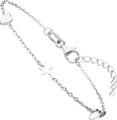 Produktbild von Armband Herz Stern 925 Sterling Silber 19 cm
