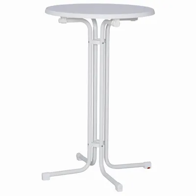 Produktbild von Stehtisch 70 cm klappbar weiß Gestell aus Stahl in weiß, Tischplatte aus Sevelit® in weiß