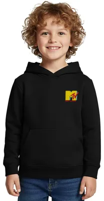 Produktbild von Spreadshirt MTV Logo Als Stick-Design Kinder Premium Hoodie, 158/164 (12 Jahre), Schwarz