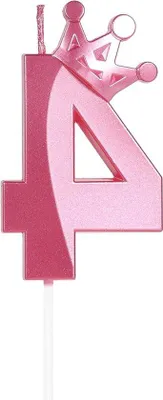 Immagine prodotto di Candeline a forma di numero, rosso, 8 cm con per torta di compleanno - Decorazioni per compleanno, numero 4
