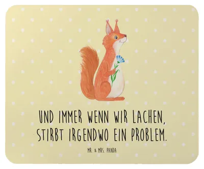 Produktbild von Mr. & Mrs. Panda Mauspad Eichhörnchen Blume - Gelb Pastell - Geschenk, Mousepad, Lustige Sprüche, Spruch Positiv, laptop, mausteppich, Mouse Pad, Lachen, Spaß, Motivation