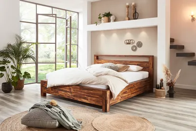 Produktbild von Refurbished Möbelretoure Echtholzbett Massivholzbett 180 x 200 cm Akazie natur HAVELOCK