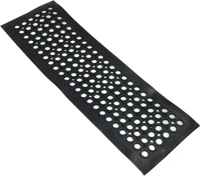 Produktbild von Robuste Gummi-Schmutzfangmatte für Innen- und Außenbereiche, rutschfest, mit Drainage, schwarz, 30 cm x 90 cm