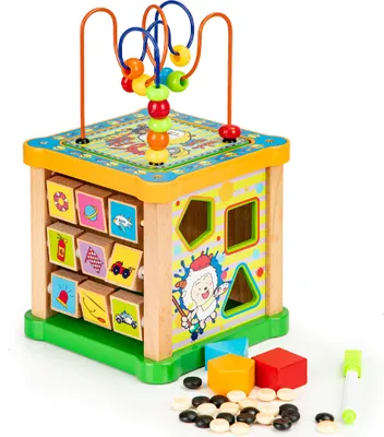 Zdjęcie produktu dla Edukacyjna drewniana kostka, tablica do sortowania ECOTOYS