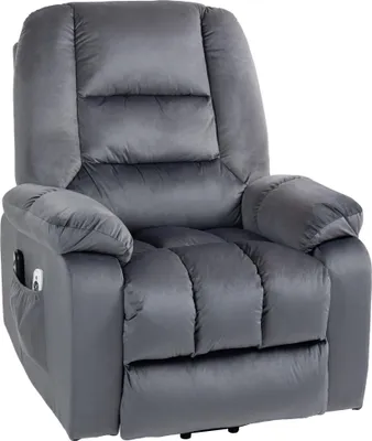 Produktbild von Massagesessel Aufstehhilfe Seniorensessel Relaxsessel, 8 Massagepunkte, 2 Seitentaschen, 85 cm x 94 cm x 107cm, Grau