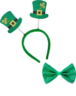 Produktbild von St. Patrick's Day-Set: Grünes Stirnband, Hut und Koboldfliege