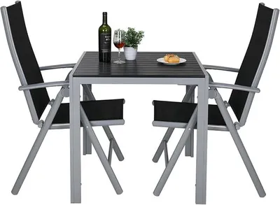 Imagen del producto de Conjunto de muebles de jardín, ideal para balcones pequeños: 2 sillas y 1 mesa