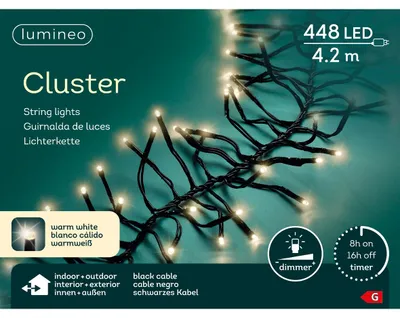 Produktbild von Lumineo Weihnachtsbeleuchtung Cluster LED 448 Lichter warmweiß außen Timer