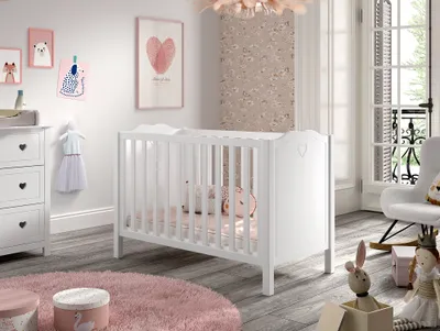 Produktbild von VIPACK - AMORI Babybett Liegefläche 60 x 120 cm, Lattenrost verstellbar, weiß lackiert