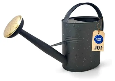 Produktbild von Gießkanne 10 l aus Metall für Garten und Balkon, mit abnehmbarer Brause, anthrazit