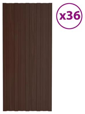 Image de Panneaux de toiture vidaXL, 36 pièces, marron, 100 x 45 cm, acier galvanisé