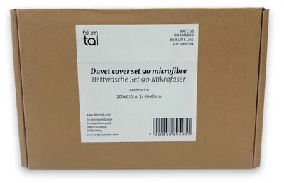 Immagine prodotto di Blumtal biancheria da letto 200x220cm + 2x federa 80x80cm - Lenzuola in microfibra 200x220cm - Set di 3 lenzuola grigio scuro
