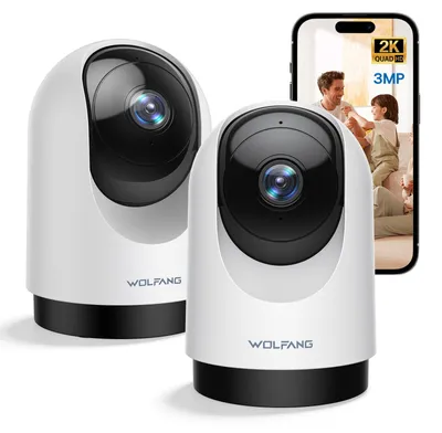 Productafbeelding van WOLFANG Bewakingscamera voor binnen, 2K, Wi-Fi camera voor binnen met 360° pan-tilt-zoom, automatische tracking