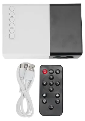 Image de Projecteur LED 1080p noir et blanc, portable, pour home cinéma en extérieur, 5 V 2 A