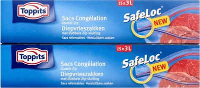 Productafbeelding van Toppits Safeloc ritszakken voor diepvries, 3 liter, 15 stuks