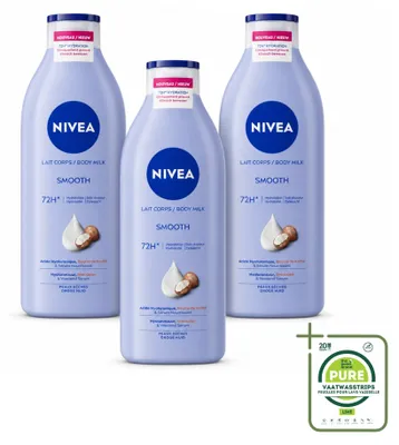 Immagine prodotto di 3 confezioni di crema corpo Nivea Smooth, con burro di karité, per pelle secca - 400 ml per confezione - confezione da 3 pezzi