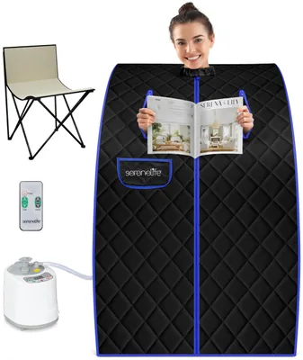 Tragbare Sauna-Tent mit Dampfgarer, Klappstuhl, 101x86 cm, Schwarz