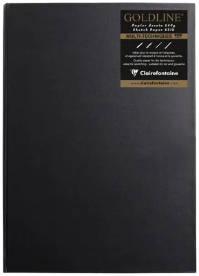 Produktbild von Clairefontaine Goldline-Kastenblock A3 420 x 297 mm 140 g/m² Papier Hochformat Schwarzer Einband Trockentechniken