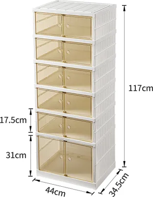 Image de Boîtes à chaussures-Magasin à chaussures pliable avec portes transparentes - étagère à chaussures en plastique empilable et peu encombrante,sans installation (blanc - 6 niveaux)