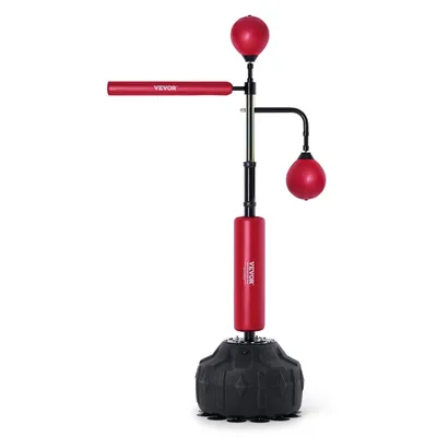 Image de Speed-Trainer de boxe VEVOR, sac de boxe avec support, sac de boxe Reflex pour jeunes & adultes, set de sac de frappe indépendant réglable en hauteur avec gants, Workout-Speed-Bag pour l'entraînement Rouge