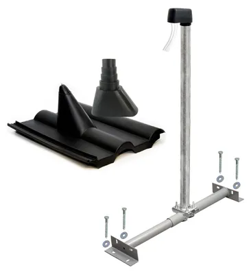 Produktbild von PremiumX BASIC TV SAT Dachsparrenhalter 100cm Mast für Satellitenantenne | Frankfurter Antennenziegel Set schwarz
