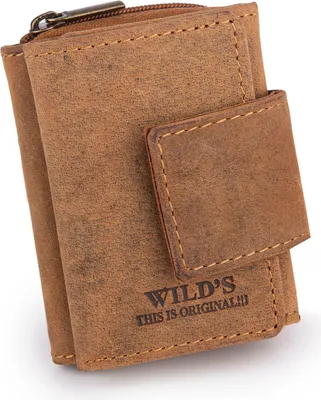 Produktbild von Mini Klein Herren Echtes Leder Geldbörse Portemonnaie Geldbeutel Hellbraun Vintage Stil mit Münzfach Kleinformat