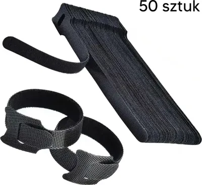 Produktbild von Kabelbinder Klettband 50 Stück, 15 cm x 12 mm, wiederverwendbar mit starkem Klettverschluss, schwarz