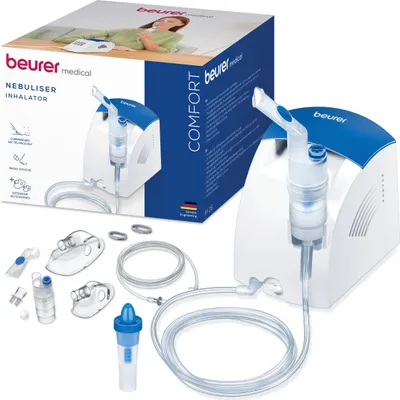 Produktbild von Beurer IH 26 Inhalator, Vernebler mit Nasendusche und viel Zubehör, hohe Verneblungsleistung, Inhaliergerät zur Behandlung von Atemwegserkrankungen