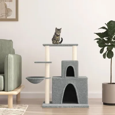 Produktbild von [Home] Kratzbaum mit Sisal-Kratzsäulen Hellgrau 83 cm , Neue Mode 2024 im häuslichen Leben