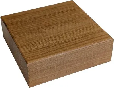 Zdjęcie produktu dla Blok z desek dębowych – drewniany model prezentacyjny – elementy z litego drewna – 20 x 20 x 6,5 cm – strugane drewno