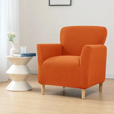 Produktbild von （Orange Farbe）Elastischer Sofabezug  High Stretchhusse  Sofa Schonbezug 1-Sitzer Sofa-Überwürfe，Plüsch Stricken Sofahusse