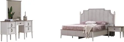 Produktbild von Bett Nachttische Schminktisch Einrichtung Schlafzimmermöbel Set Spiegel 5tlg
