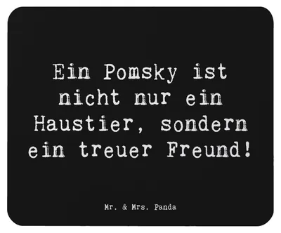 Produktbild von Mr. & Mrs. Panda Mauspad Spruch Pomsky Freund - Schwarz - Geschenk, Pomeranian, Hunde, Hunderasse, pc mousepad, laptop, Mouse Pad, treuer, Familienmitglied, computer