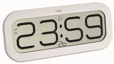 Produktbild von TFA Funk-Wanduhr Digital Bimbam Weiss