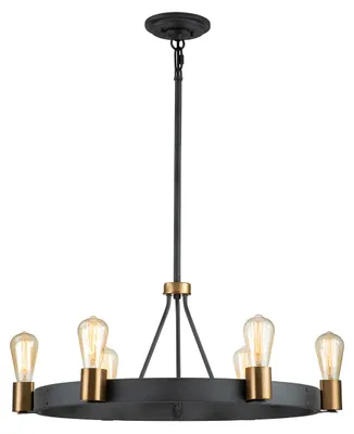 Zdjęcie produktu dla Żyrandol Silas postarzany cynk 6xE27x60W metal wym:119,8x72,3x72,3cm IP20 Quintiesse
