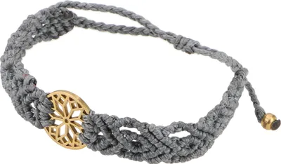 Produktbild von Goa Armband, Makramee, Festival Armband - Mandala Modell 22, Grau, Baumwolle,Messing,Baumwollfäden, 24*2*0,5 cm, Armreifen & Armbänder Modeschmuck