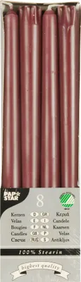 Produktbild von 8 Papstar Leuchterkerzen Ø 2,2 cm, 25 cm rost aus 100 % Stearin 87974