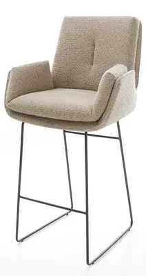 Produktbild von DELIFE Barstuhl Clea-Flex Bouclé Schlamm Kufengestell Metall Schwarz