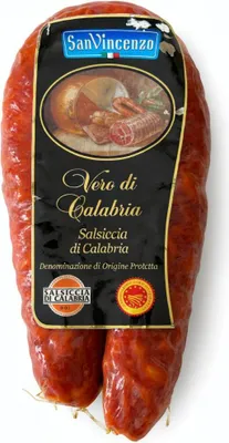 Produktbild von Italienische Wurst Salsiccia Di Calabria DOP Piccante 300g - San Vincenzo