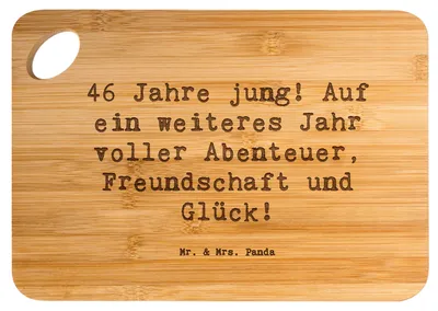 Produktbild von Mr. & Mrs. Panda Schneidebrett Spruch 46. Geburtstag - Transparent - Geschenk, Geburtstagsideen, vesperbrett, Happy Birthday, Frühstücksbrett, Geburtstagsspruch, Brett