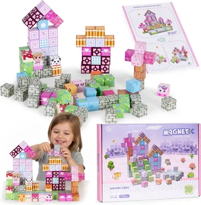 Image de Jeu de blocs de construction magnétiques pour enfants, 113 pièces