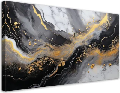 Produktbild von Leinwandbild Abstrakt Marmor Gold Schwarz 120x60 Feeby Schwarz bild für die wand bereit zum aufhängen