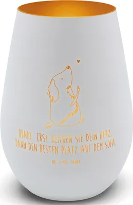 Produktbild von Mr. & Mrs. Panda Laterne Hund Liebe - Weiß - Geschenk, Hunde, Kerzenhalter, Teelichthalter, Sprüche, Hundeliebe, teelichtglas, Herz, Glas Windlicht, für teelichter