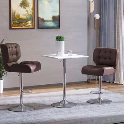 Produktbild von SUGIFT Bistrotisch Stehtisch quadratisch, Stehtisch höhenverstellbar, MDF Stahl, Weiß  |  E1-Platte  |  69–92 cm Höhe  |  60 x 60 cm