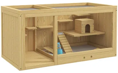 Obrázek produktu pro Klec pro křečka s platformami a příslušenstvím | Barva: přírodní | Rozměry: 50 x 100 x 50 cm