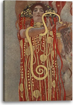 Produktbild von Leinwandbild (60x80cm): Gustav Klimt - Hygieia, echter Holz-Keilrahmen inkl. Aufhänger, handgefertigt in Deutschland