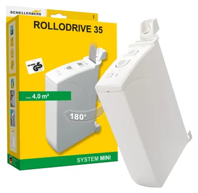 Produktbild von Schellenberg Elektrischer Gurtwickler RolloDrive 35, Aufputz‑Montage, bis 4 m² Rollladenfläche, für 14–15 mm Gurtbreite, Zugkraft 12 kg
