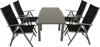 Produktbild von DEGAMO Gartengarnitur Balkongarnitur MARINA 5-teilig, Alu + Kunstgewebe schwarz